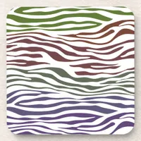 Colorful Zebra Abstract Beverage Coaster