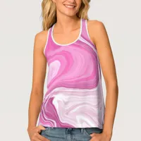 Pink and White with a Touch of Purple Marble Art  Tank Top