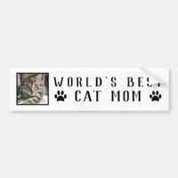 World's Best Cat Mom Paw Prints Pet Photo Frame Bumper Sticker