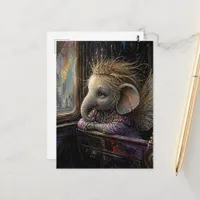 Elephant Fairy Looking Out the Window Postcard