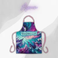 Monogrammed Turquoise & Pink Abstract Pattern | Apron