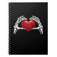Skeleton Hands Holding A Red Heart Warm Highlight Notebook
