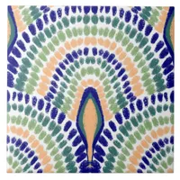 Mediterranean Retro Mosaic-Painted Scallops Ceramic Tile