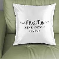 Script Wedding Heart Arrow Mr Mrs Throw Pillow
