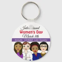 International Women's Day March 8th Button Keychain