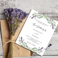 Budget lavender eucalyptus wedding invitation