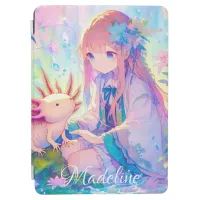 Anime Girl and Axolotl Personalized  iPad Air Cover