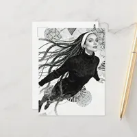 Black and White Nun That Flies Postcard