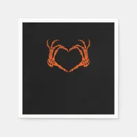 Skeleton Hand Heart Sign Costume Halloween Design Napkins