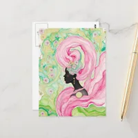 Beautiful Woman With Pink Hair Postcard