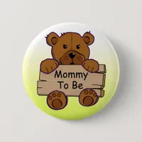 Yellow Mommy To Be Teddy Bear Baby Shower Button
