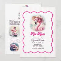 Hot Pink Funny Flamingo Beach Bachelorette Weekend Invitation