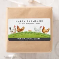 Farm Fresh Eggs | Watercolor Chickens Grass Field Label