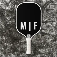 Minimalist Black and White Monogram | Pickleball Paddle