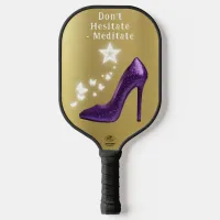 Purple Glitter High Heel Shoe on Gold | Pickleball Paddle