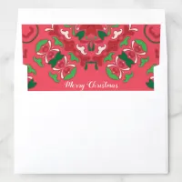 Red White Green Holiday Christmas Folk Art Border  Envelope Liner