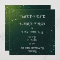 Elegant Green Sparkle Design for Wedding  Save The Date