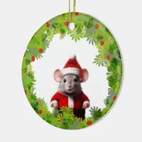 Ornament - Wreath With Santa Mouse