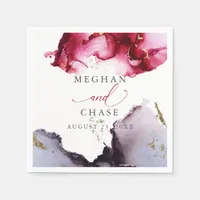 Ethereal Ruby Red and Purple Abstract Napkins