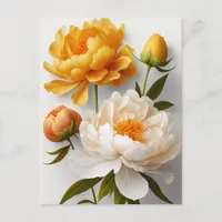 Peony Flowers Postcard