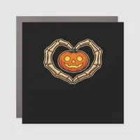 Skeleton Hands Heart With Pumpkin Cute Spooky Hall Car Magnet