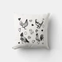 Collage of Cute Chickens Throw Pillow