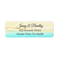 Pretty Teal and Sand Ocean Shore Label