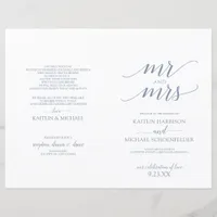 Elegant Typography Wedding Programs Dusty Blue