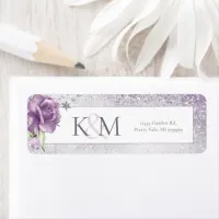 Floral Sparkles Wedding Mauve ID889 Label