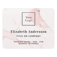 Blush pink marble name title elegant business logo door sign