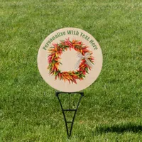 Southwest Chile Ristra Wreath on Adobe Wall Sign