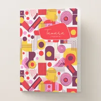 Retro Geometric Abstract Pat#13 Red Orange ID1067 Pocket Folder