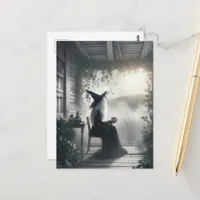 Witch on a Porch With Coffee Postcard