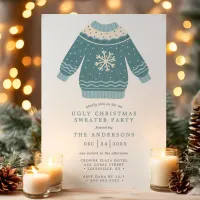 Snowflake Tacky Ugly Christmas Sweater Party Invitation