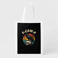 Vintage Crow F-Caw-F Raven Bird Humor Meme Funny Grocery Bag