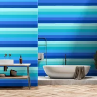 Ocean Blue Horizontal Stripe Wallpaper