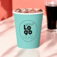 Custom Business Logo Aqua Blue Paper Party Cup