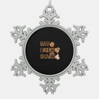 Eat Drink And Be Scary Graphic Snowflake Pewter Christmas Ornament