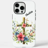 Christian Cross Framed by Artistic Floral Halo iPhone 16 Pro Max Case