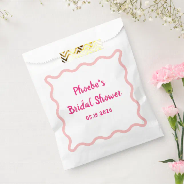 Handwritten Whimsical Wavy Border Bridal Shower Favor Bag