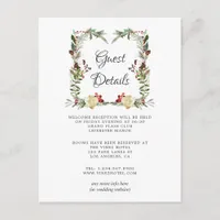 Woodland Christmas Wedding Guest Details Enclosure Card