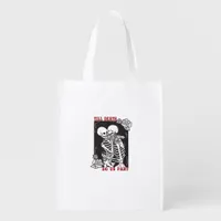 Till Death Do Us Part Wedding Skeleton Couple Vale Grocery Bag