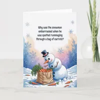 Funny Snowman Picking His Nose Christmas Holiday Card