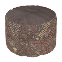 Coffee on Burlap Word Cloud Brown ID283 Pouf