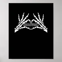 Halloween Skeleton Heart Hands Retro Style Poster