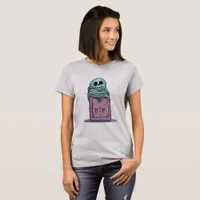 Purple Gravestone with Green Ghost T-Shirt