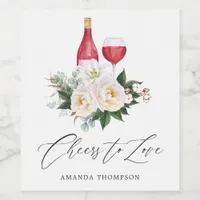Boho White Floral Wine Tasting Bridal Shower Label