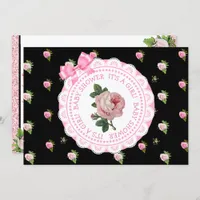 Pink and Black Roses Girl's Baby Shower Invitation