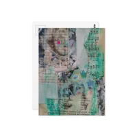 Unique YAY person mixed media Collage Postcard