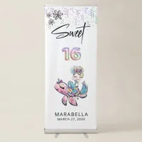 *~* SWEET SIXTEEN Sea Turtle Mermaid 16 Glitter Retractable Banner